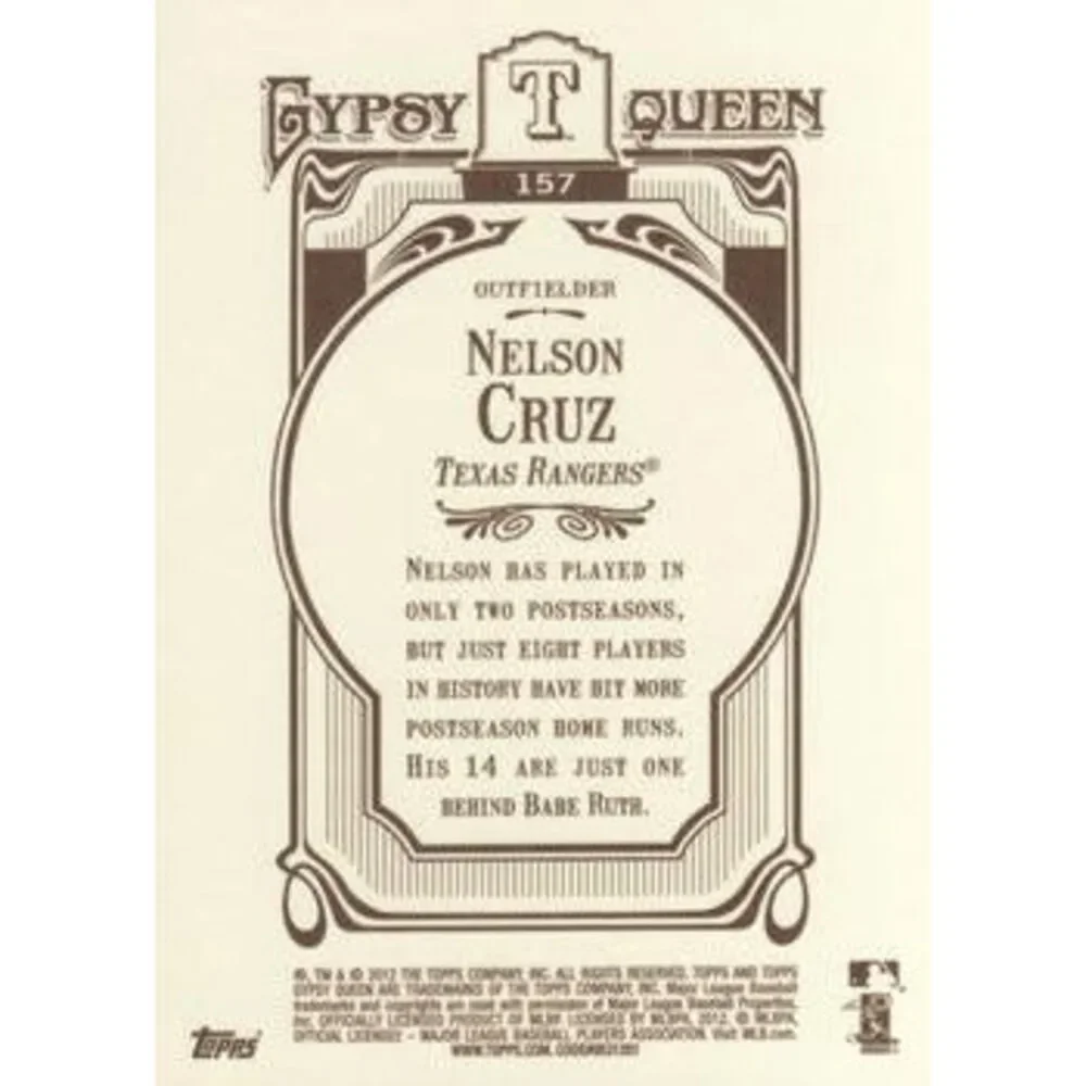 2012 Topps Gypsy Queen Nelson Cruz # 157a Texas Rangers